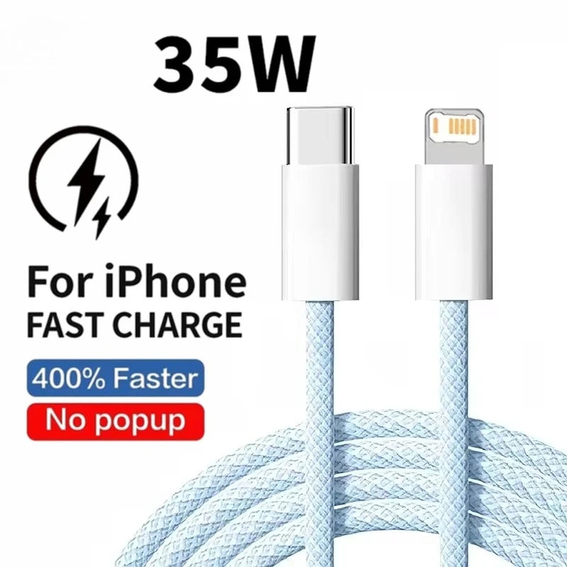 35W Fast Charge PD Cable for iPhone & USB-C Devices - 1m/2m Braided