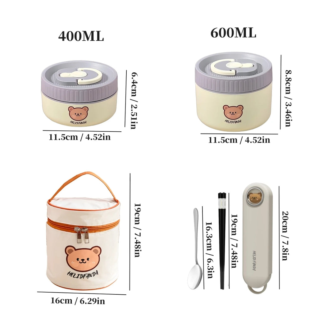 Insulated 304 Stainless Steel Bento Lunch Box - Large Capacity