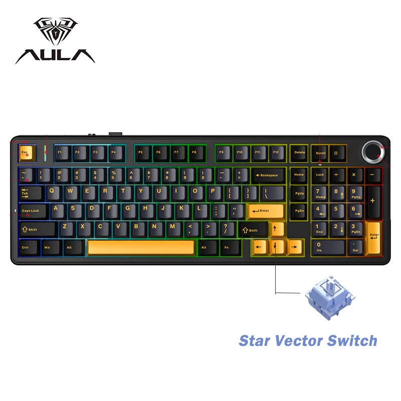AULA F99 PRO Wireless Mechanical Gaming Keyboard - Tri-Mode, Compact