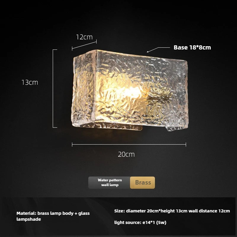 Postmodern Copper Wall Sconce with Clear Glass Shade for Bedroom