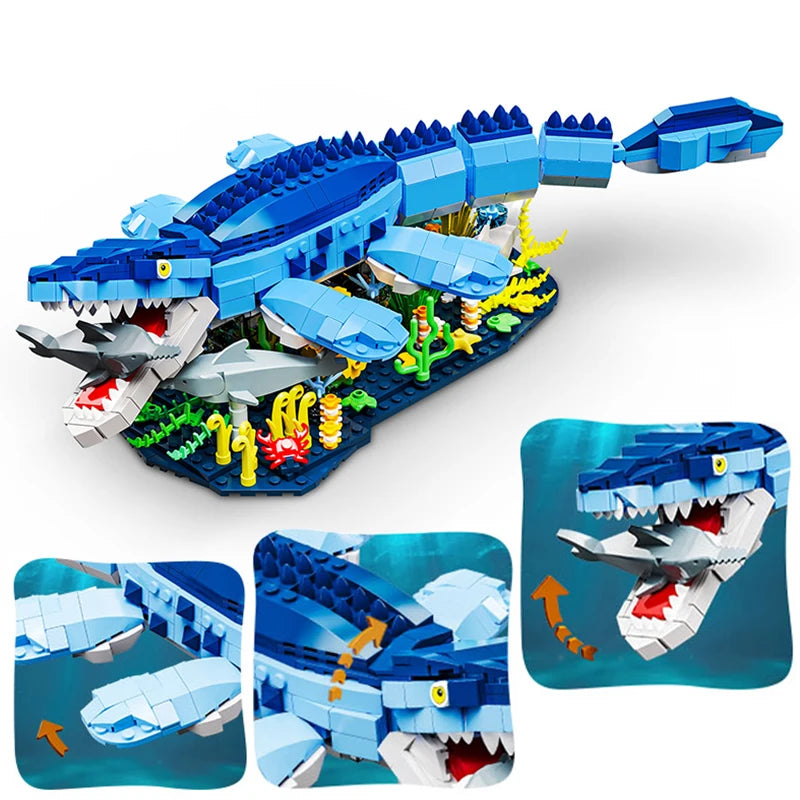 Dinosaur Building Blocks Set - Create Your Own Mosasaurus