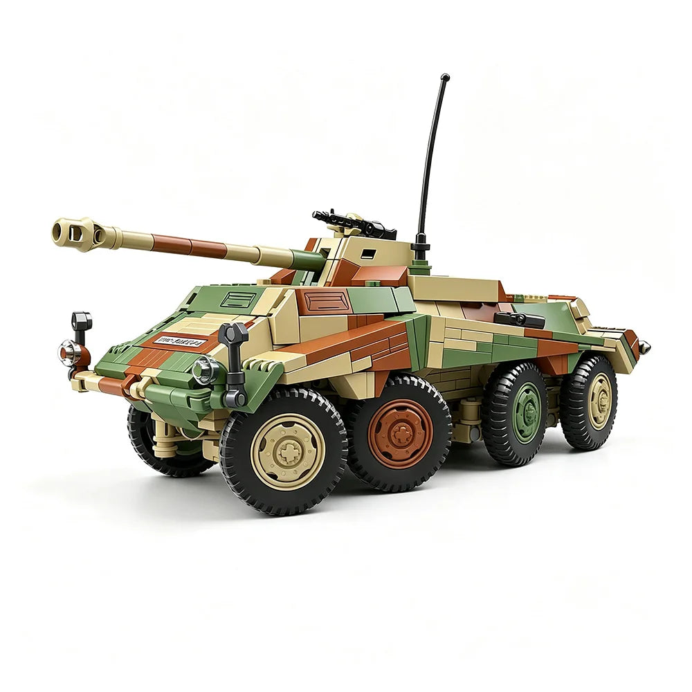 Heavy Armored Building Blocks Vehicle Model for Creative Play