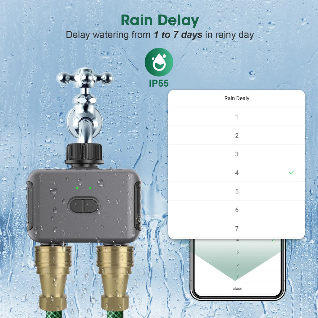 INSOMA Smart Dual Hose Irrigation Timer with App Control & Voice Integration