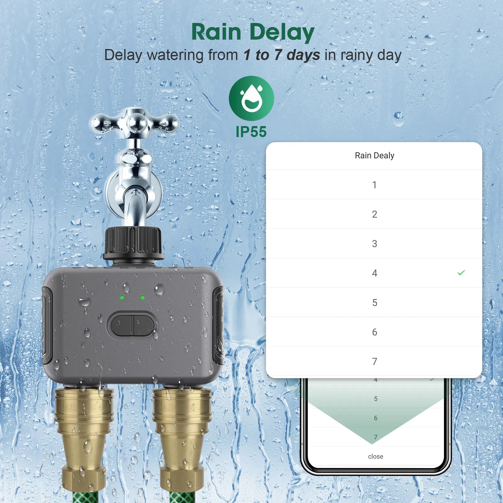 INSOMA Smart Dual Hose Irrigation Timer with App Control & Voice Integration