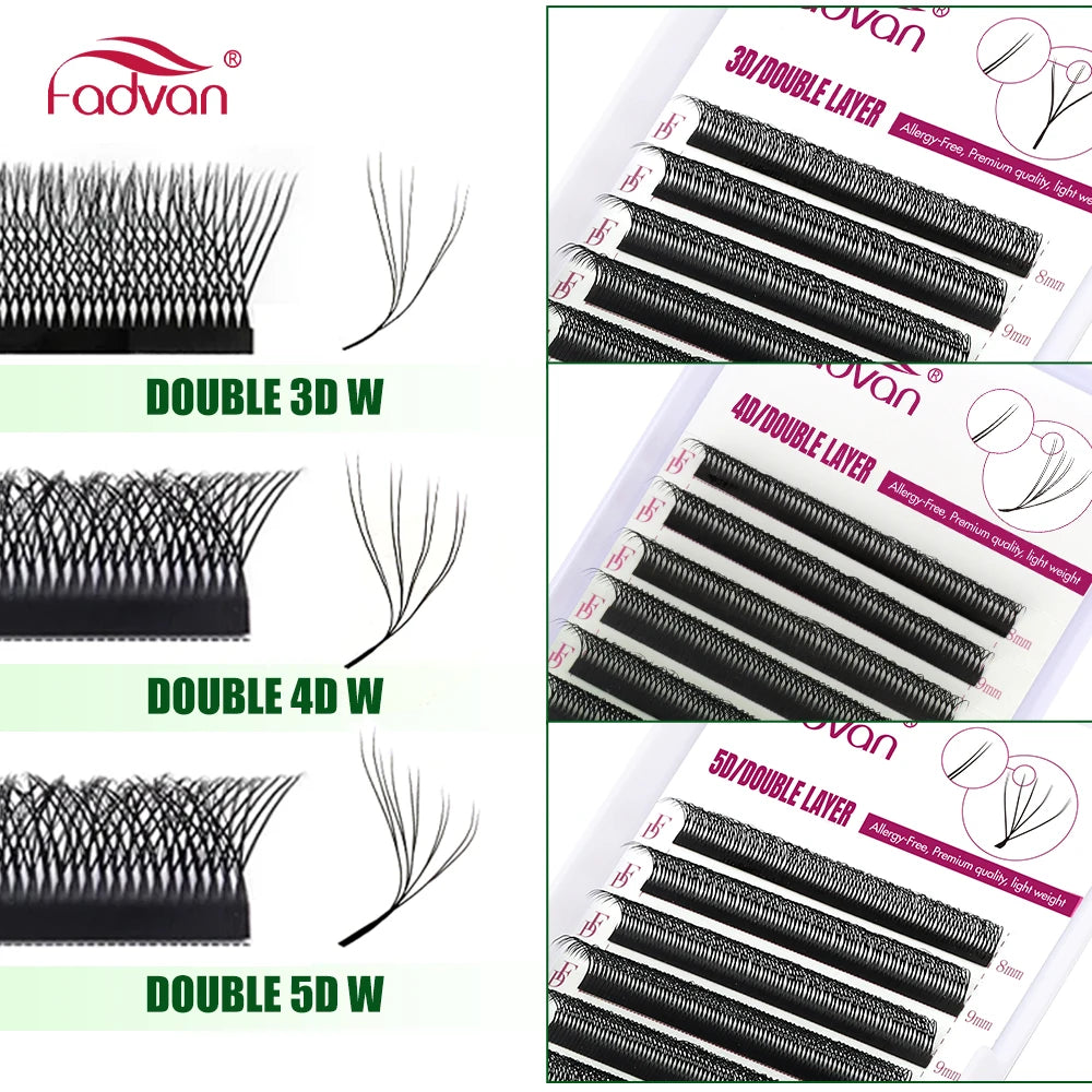 FADVAN 3D/4D/5D W Shaped Eyelash Extensions - Natural Softlight Volume