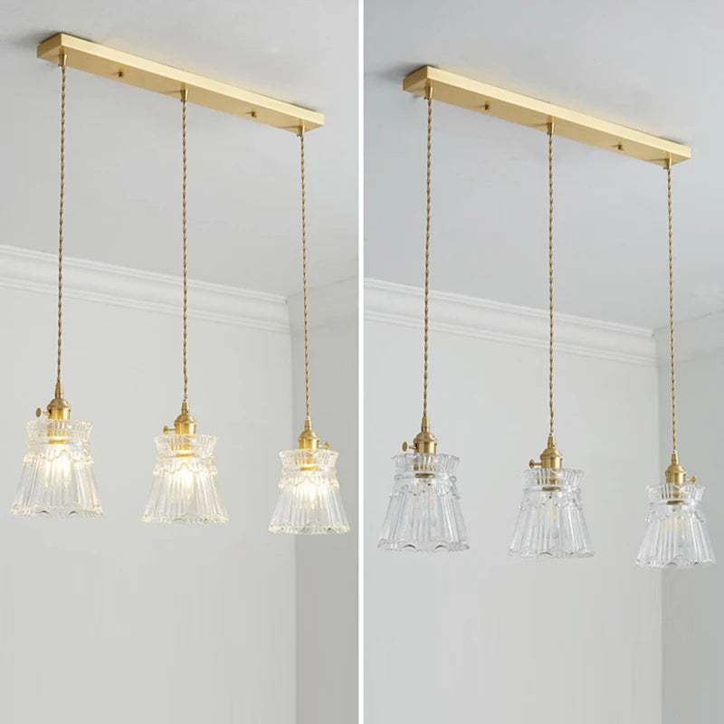 Elegant Copper Glass LED Pendant Lamp for Living Room & Kitchen