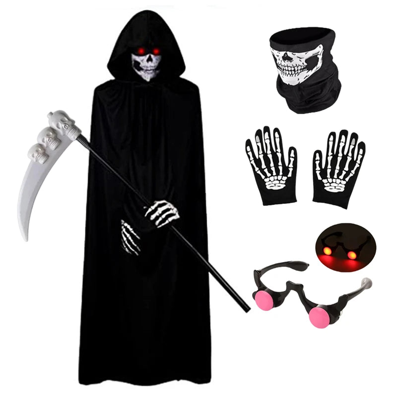 Glow-in-the-Dark Grim Reaper Costume for Kids - Scary Halloween Outfit
