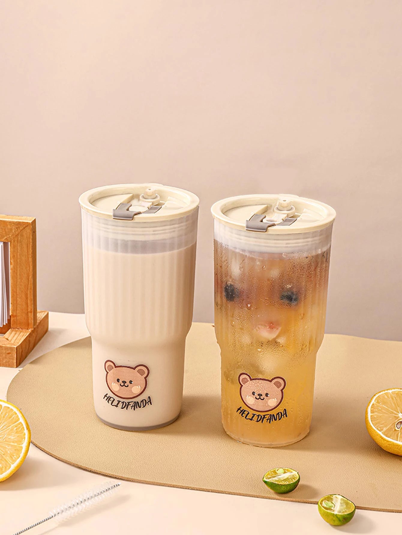 Cute Bear Large Capacity Water Bottle – Leak-Proof Tumbler