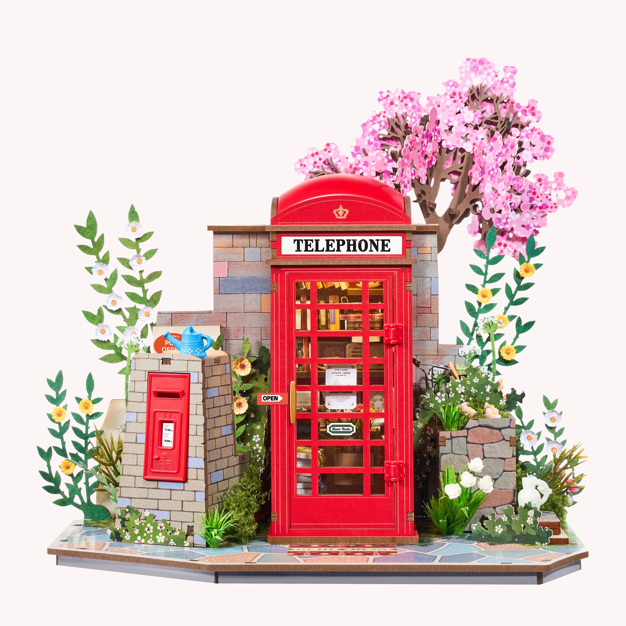 ROBOTIME 3D Wooden Puzzle Blossom Book Booth - Charming Home Decor