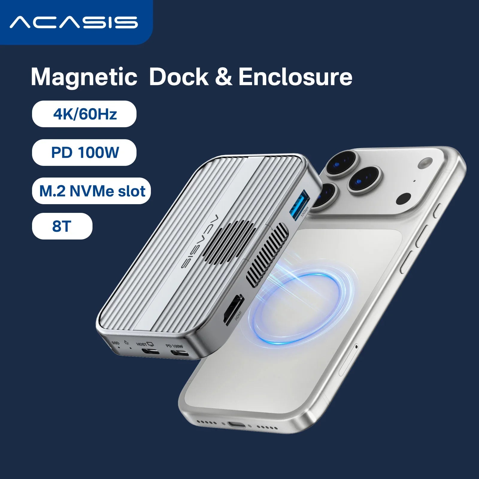 Acasis 10Gbps M.2 NVMe SSD Enclosure & USB-C Dock, Ultra-Fast & Compatible