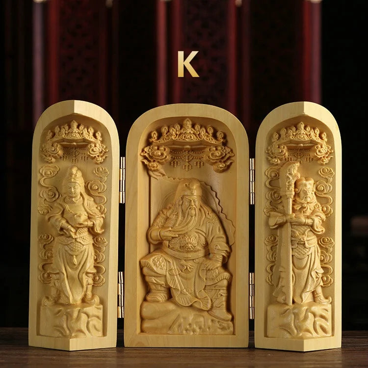 Boxwood Guanyin Buddha Statue - Elegant Wooden Art Decor