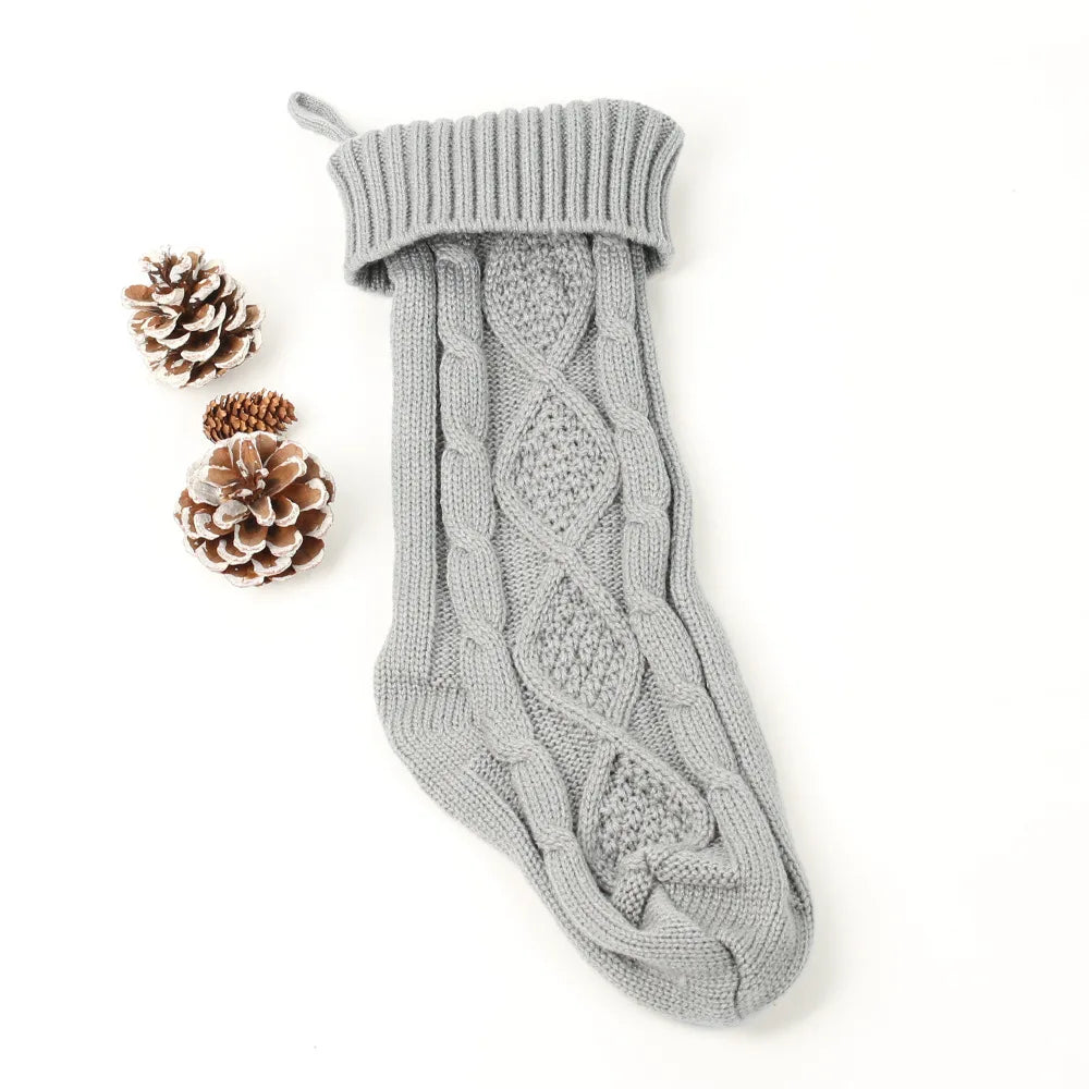 Cozy Knitted Christmas Stocking Gift Bag - Perfect Holiday Decor