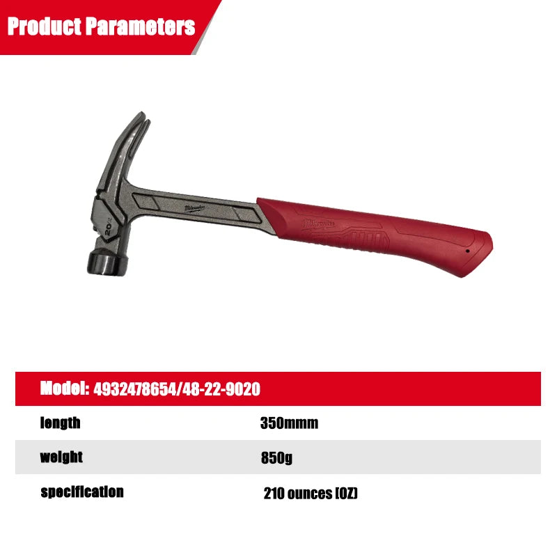 Milwaukee 12oz Smooth Face Hybrid Claw Hammer with Vibration Grip
