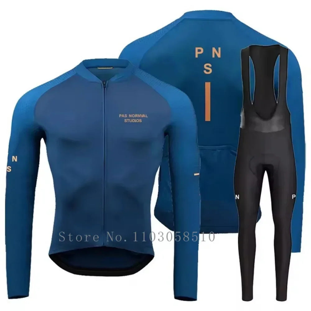 PRO Team Men's Breathable Long Sleeve Cycling Jersey & Bib Pants Set