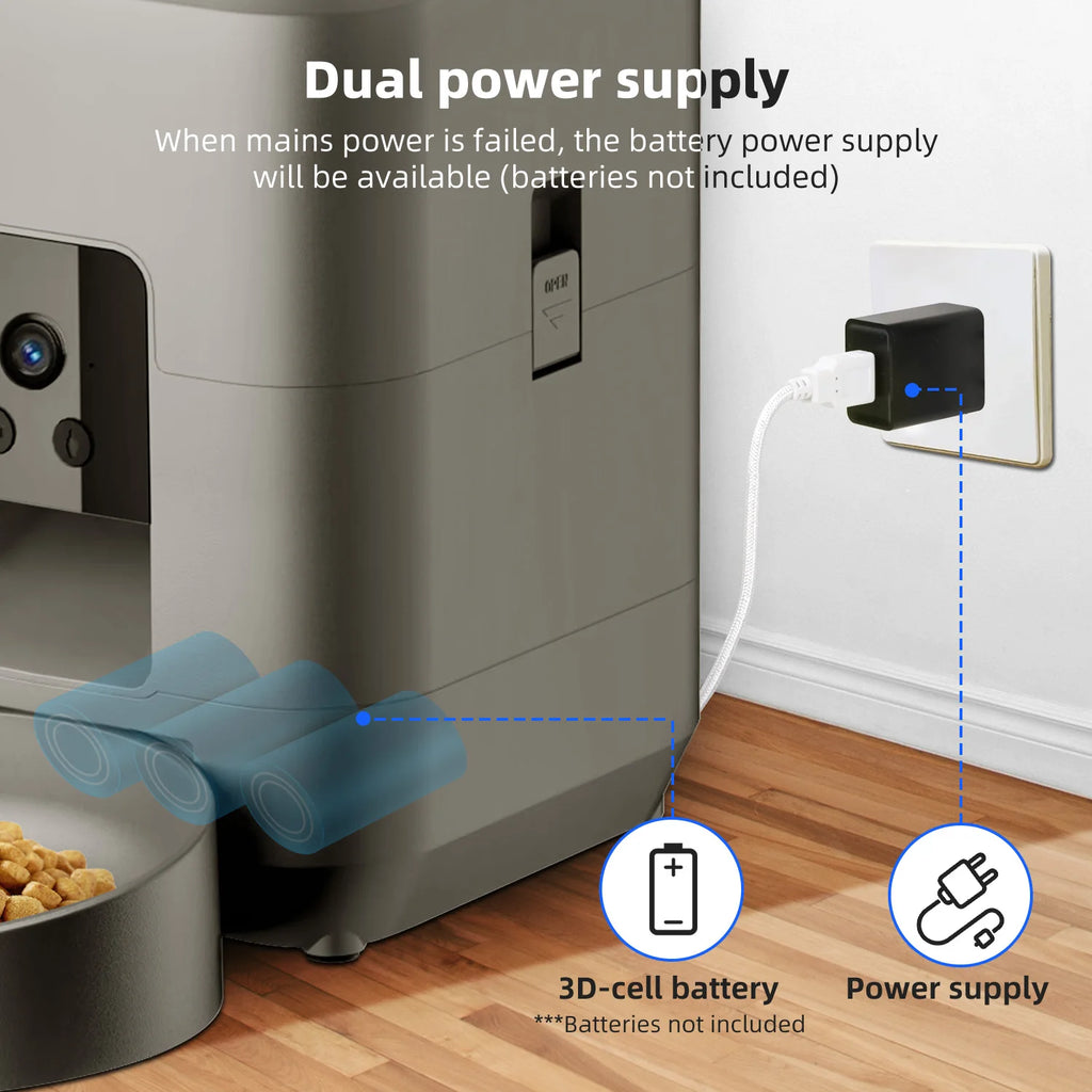 Smart Automatic Pet Feeder with Camera & App Control - 2L