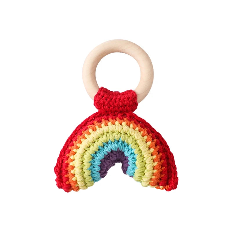 Bopoobo Baby Crochet Rattle Toy - Soft Wooden Teether & Infant Gym