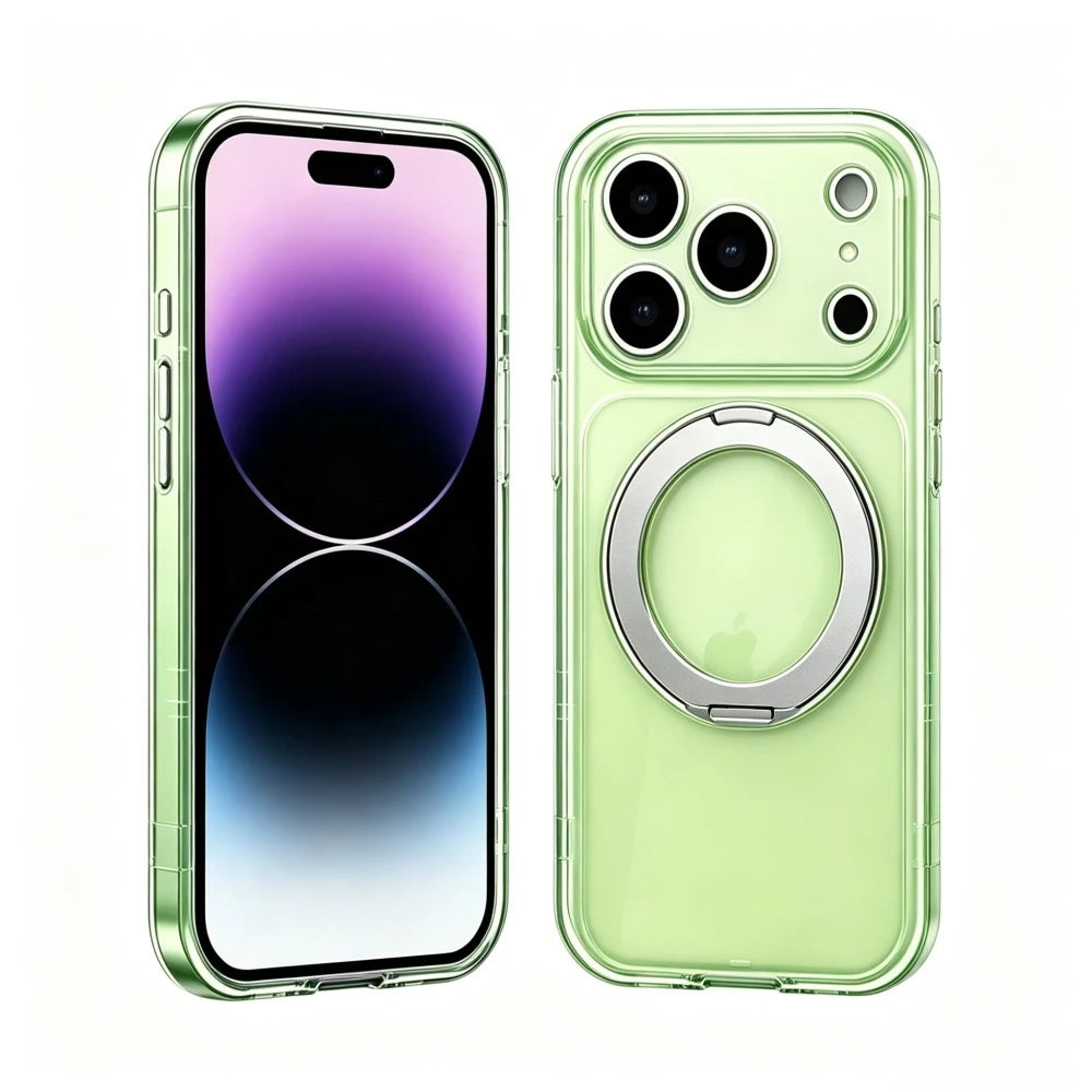 Clear MagSafe-Compatible Ring Stand Case for iPhone 11-17 | Shockproof