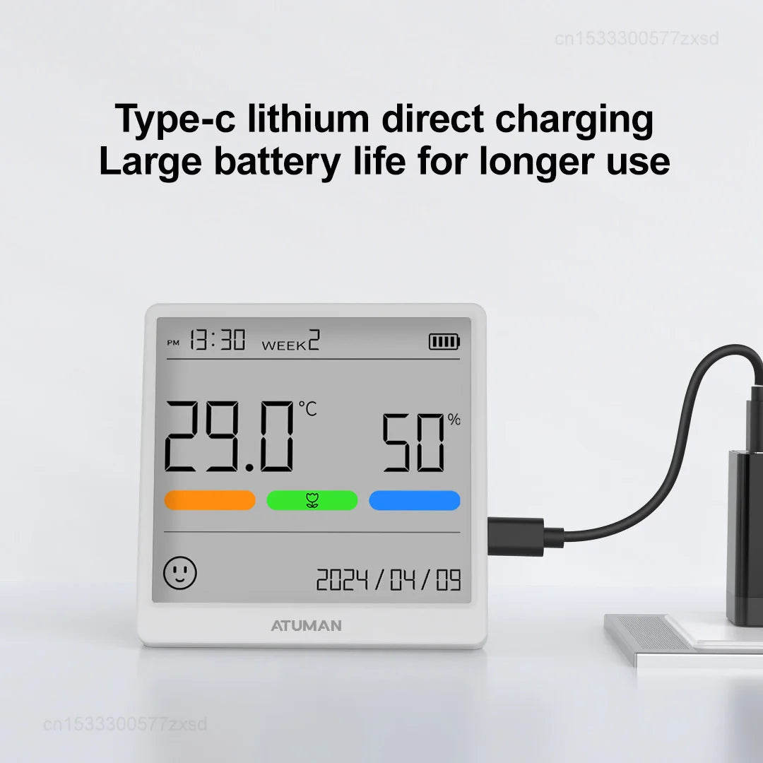 DUKA Digital Temperature & Humidity Meter Indoor Clock - Rechargeable