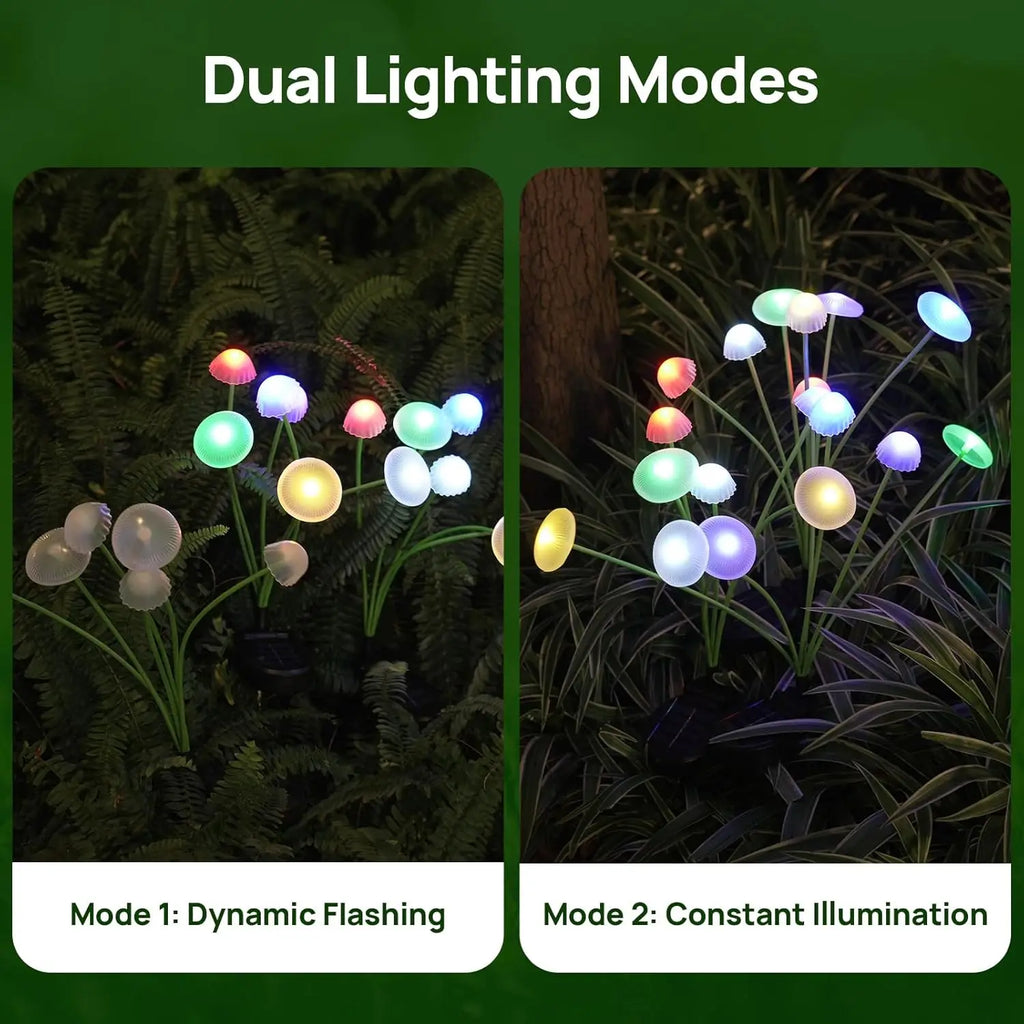 Waterproof Dual Mode LED Solar Mushroom Garden Lights for Ambiance