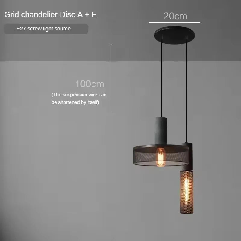 Vintage Industrial Cement Pendant Light - E27 LED Chandelier