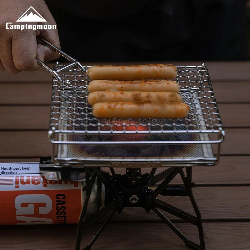 Stainless Steel Folding Grill Net for Outdoor Cooking - Space-Saving Design