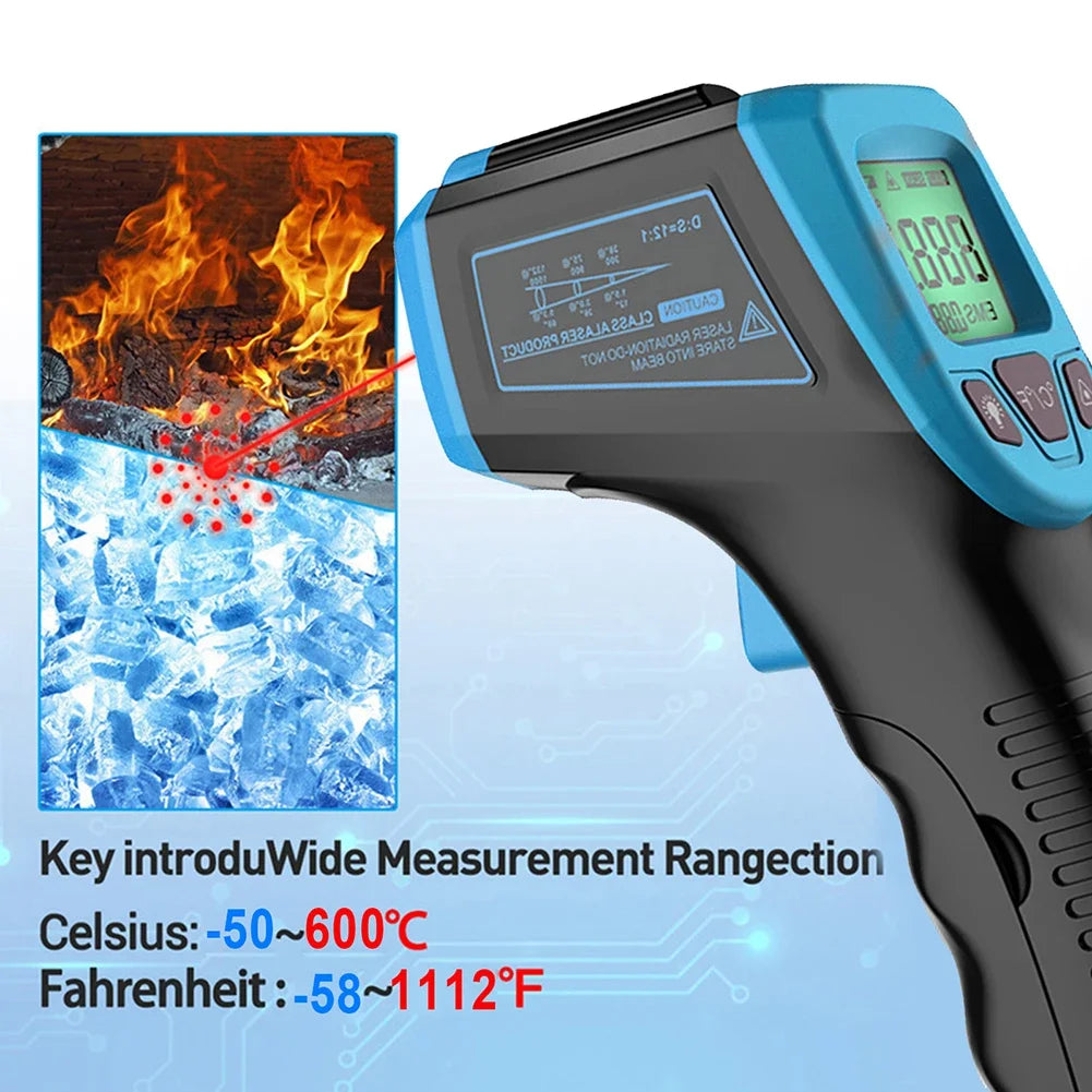 Digital Infrared Thermometer -50 to 600°C | Non-Contact Temperature Scanner
