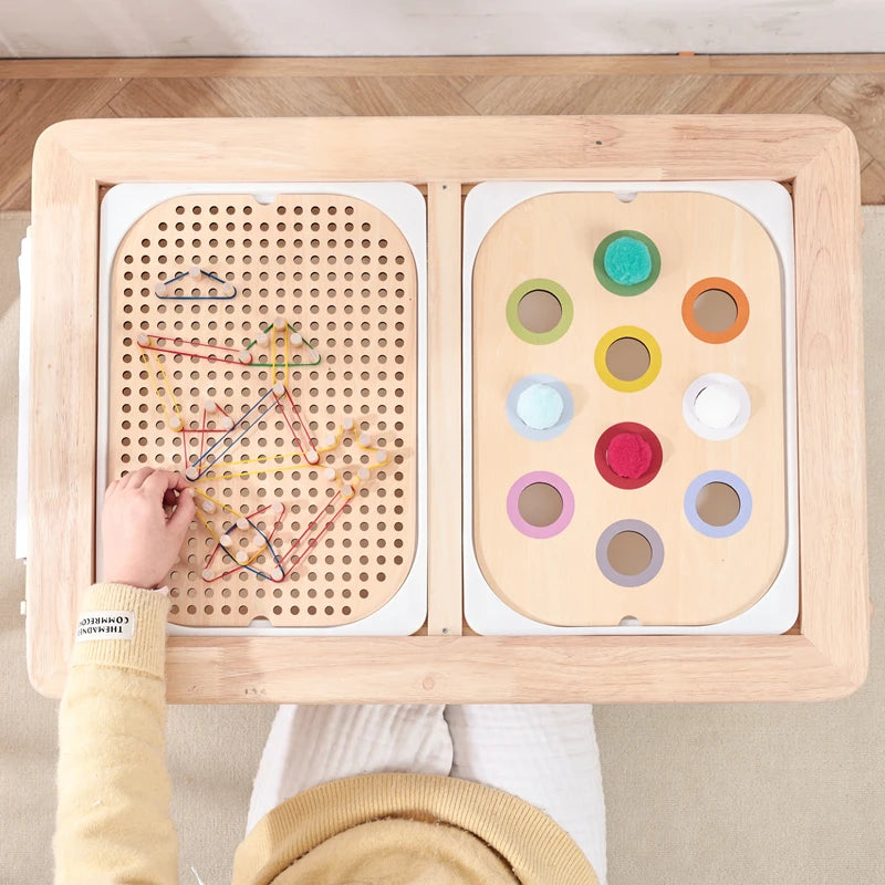 Montessori Wooden Sensory Table for Kids - Fine Motor Skill Development
