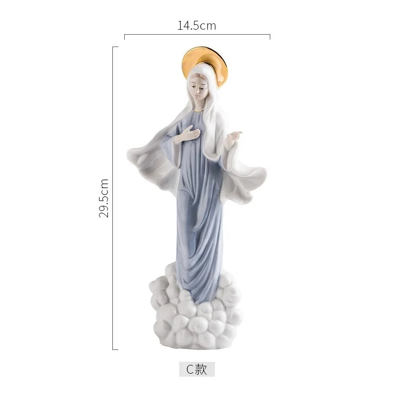Elegant Madonna Resin Sculpture - Spiritual Home Decor Masterpiece