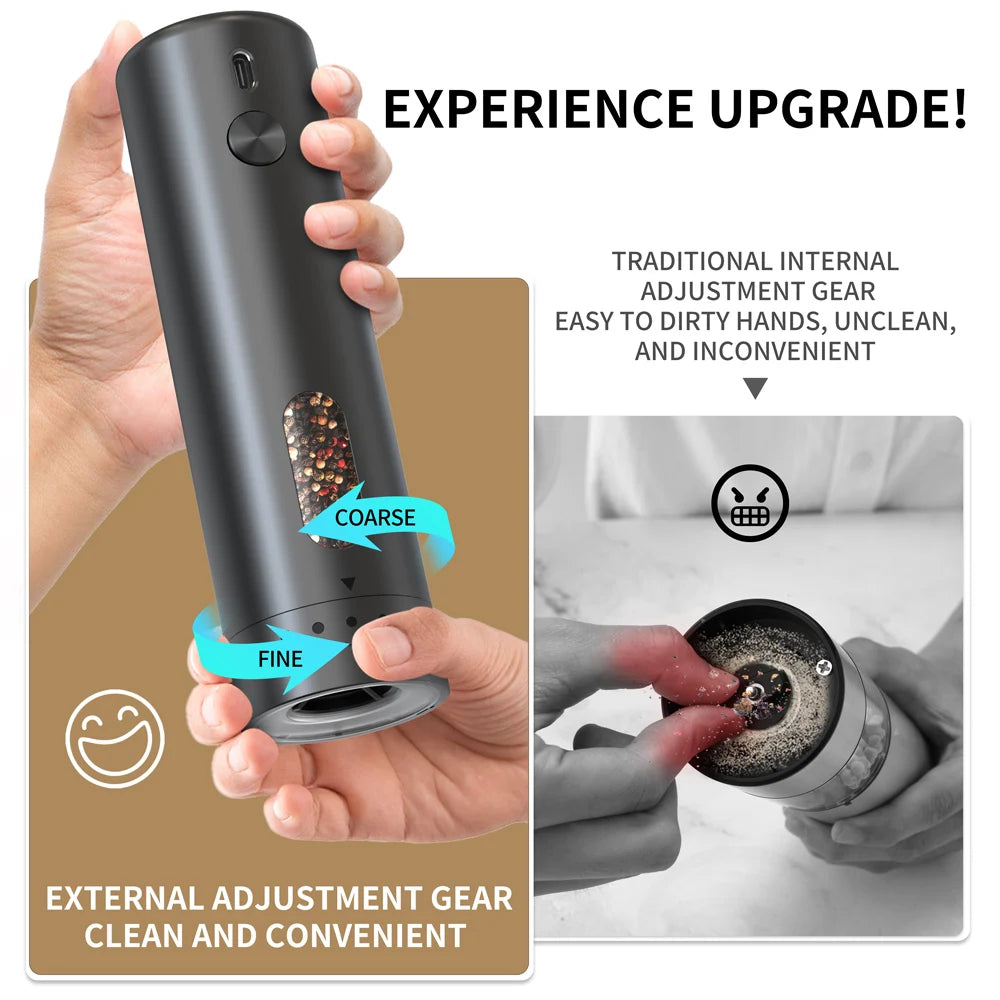 Rechargeable Adjustable Electric Pepper Grinder - Large Capacity Mill