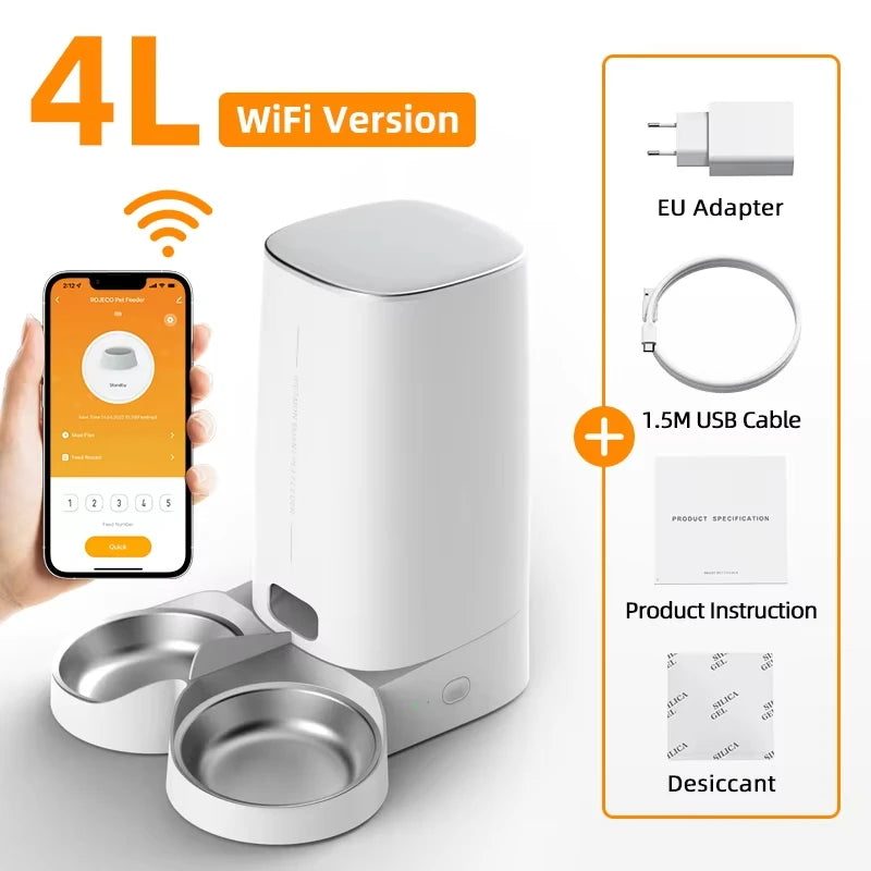 ROJECO Smart WiFi Cat Feeder - Automatic Pet Food Dispenser