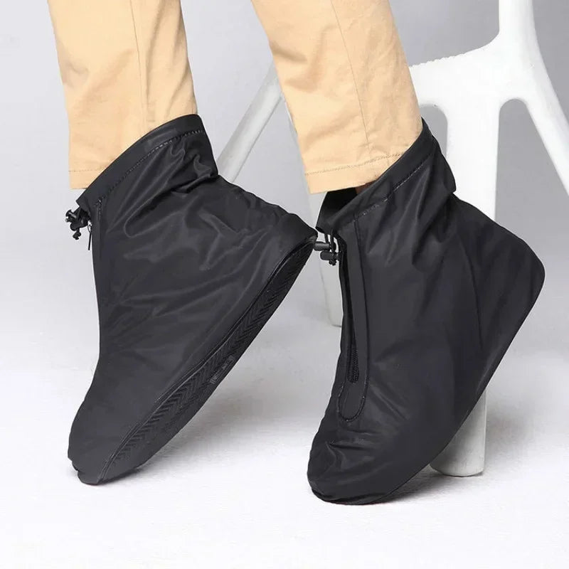 Unisex Waterproof Non-Slip Rain Shoe Covers with Zipper