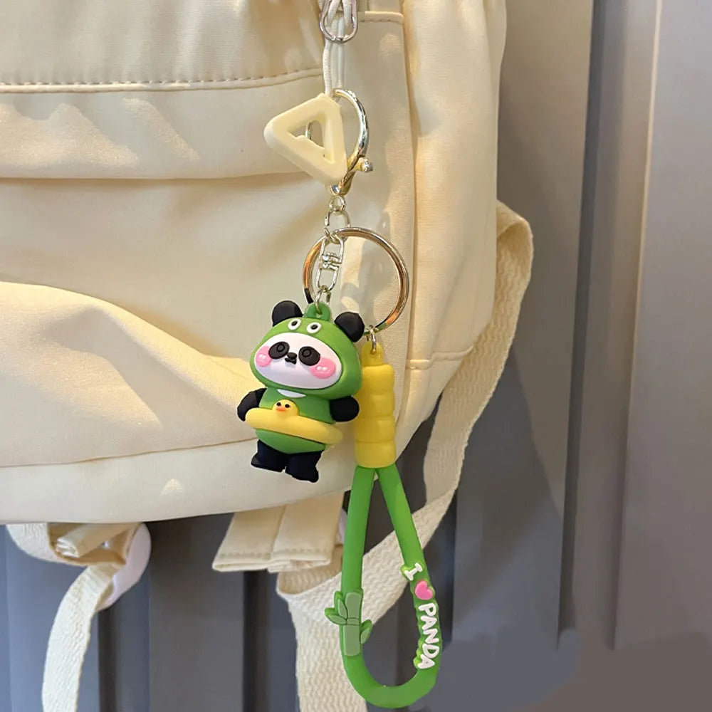 Cute 3D Rubber Kung Fu Panda Keychain for Bags and Cars