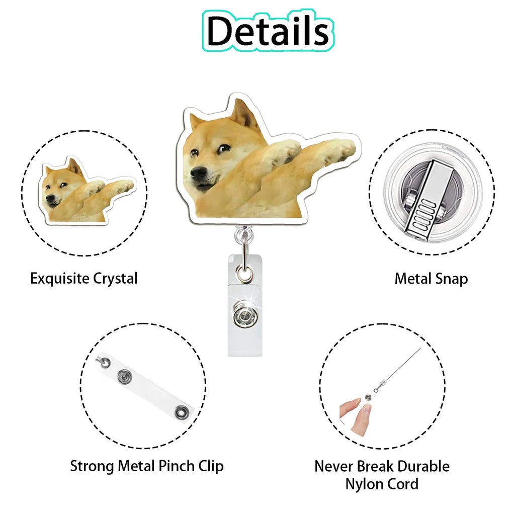 Funny Anime Dog Retractable Badge Reel - Perfect for Nurses & Students