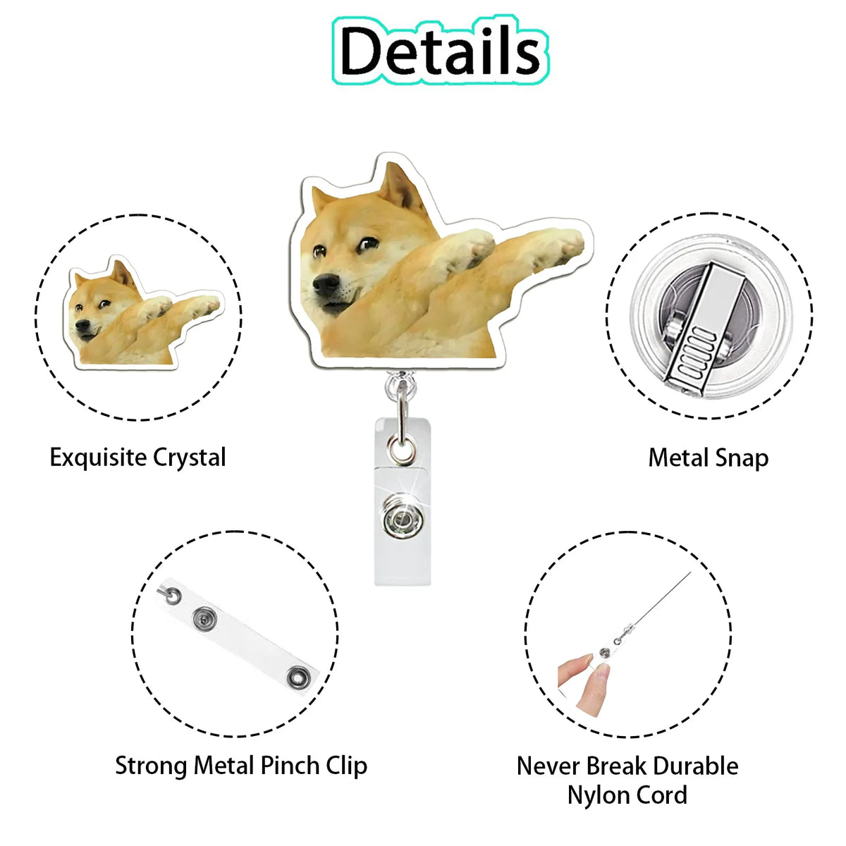 Funny Anime Dog Retractable Badge Reel - Perfect for Nurses & Students