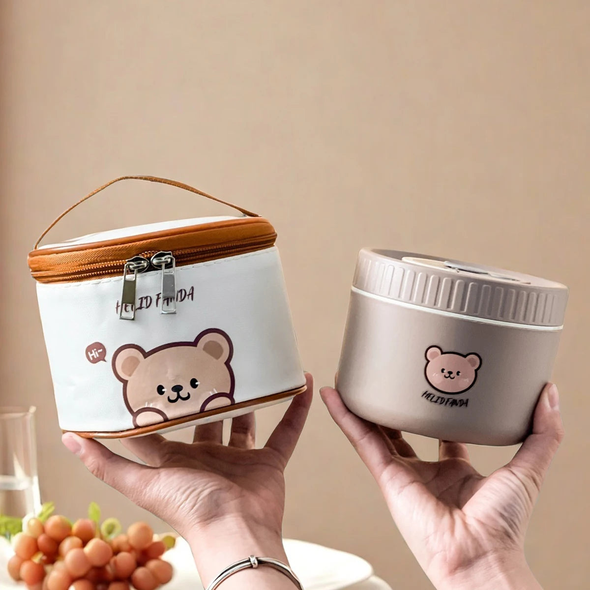 Cute Bear Stainless Steel Insulated Bento Lunch Box for Kids