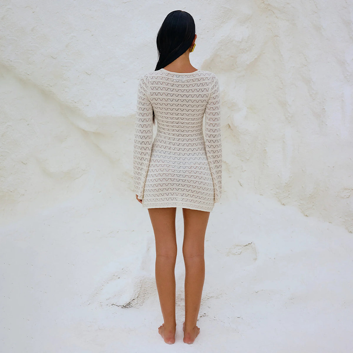 Chic Boho V-Neck Cut Out Bell Sleeve Beach Mini Dress