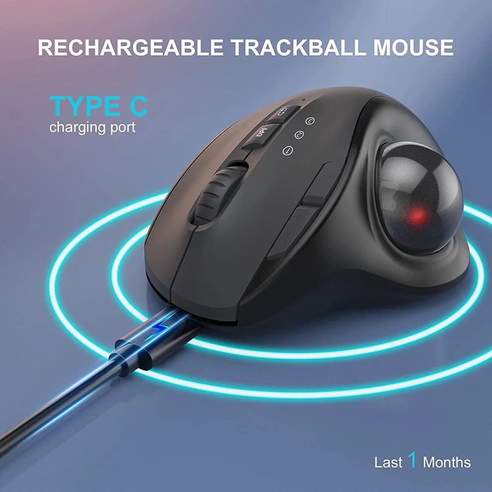 Jomaa Ergonomic Wireless Trackball Mouse - Bluetooth & 2.4G