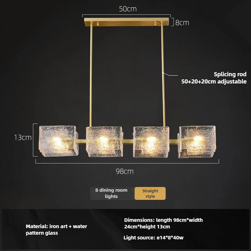 Elegant E14 Chandelier - Luxurious Copper & Textured Glass Design