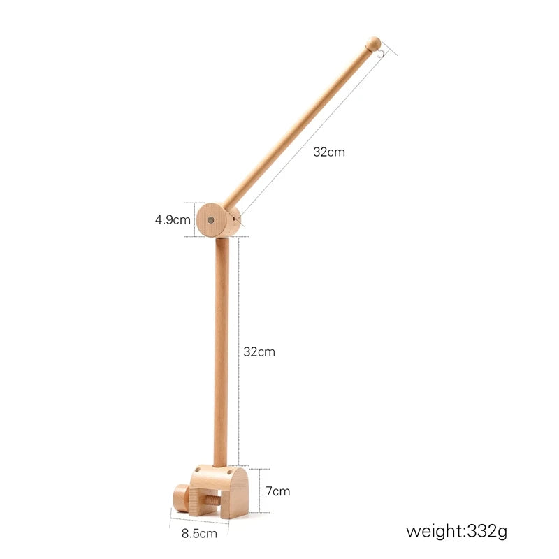 Wooden Baby Mobile Rattle Toy for Newborns - 0-12 Months