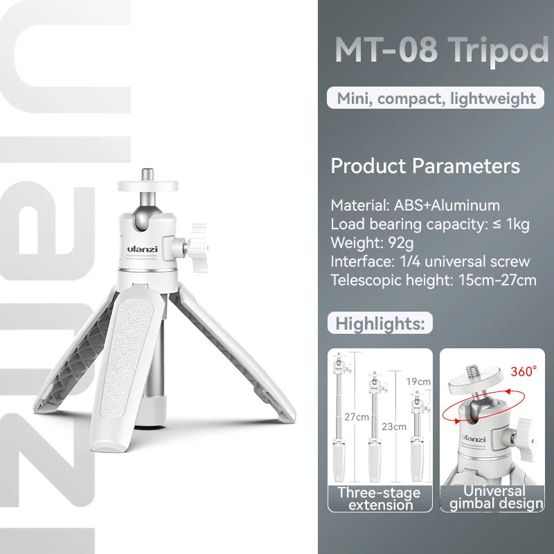 Ulanzi MT-08 Mini Tripod - Versatile Foldable Monopod for Cameras & Smartphones