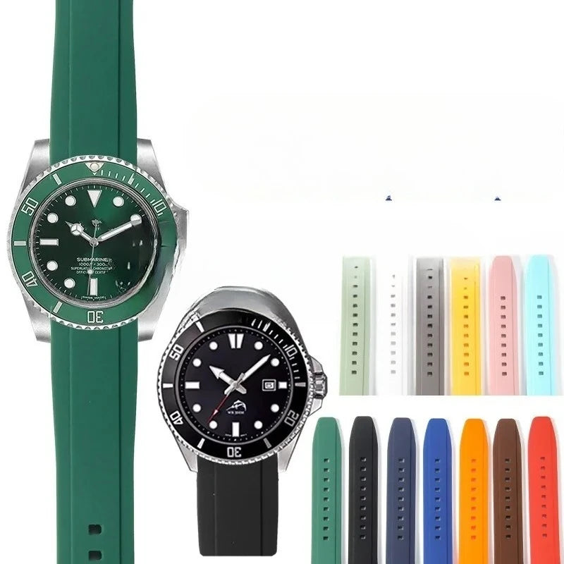 Versatile 20mm & 22mm Soft Rubber Watchband for Most Traditional Watches