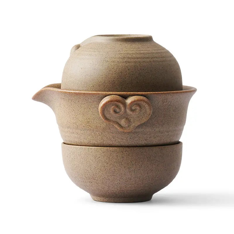 Elegant Chinese Kung Fu Tea Set - 1 Pot & 2 Teacups for Travel