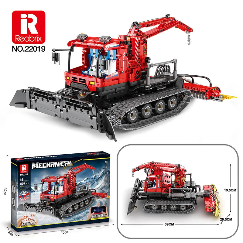 MOULD KING Remote Control Snow Groomer Building Blocks Vehicle for Kids