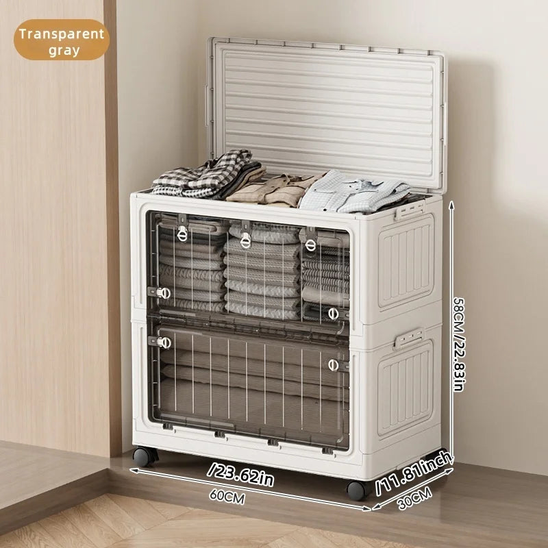 Foldable Storage Bin with Wheels - Space-Saving Organizer for Clothes & Toys