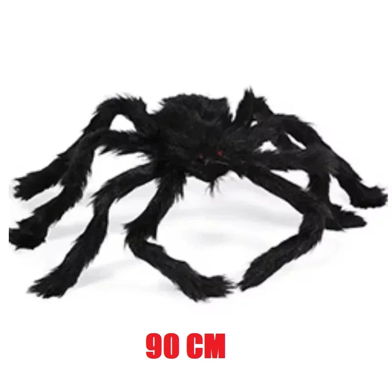 Giant Black Plush Spider Halloween Decoration - Realistic Party Prop