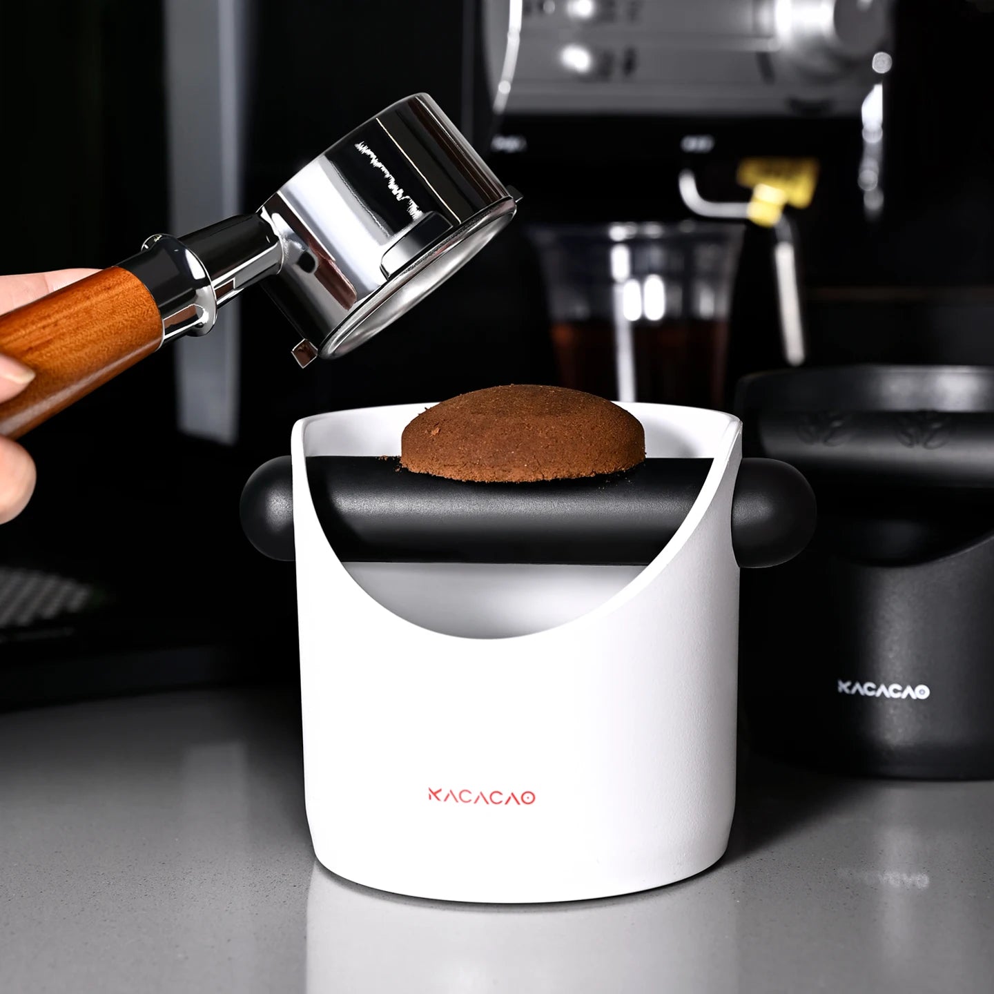 KACACAO Coffee Knock Box with Removable Waste Bin & Anti-Slip Pads