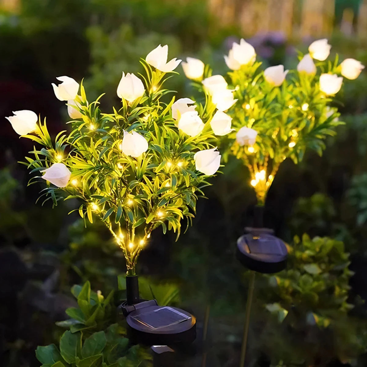 Solar Gardenia Lamp - Warm White Outdoor Garden Decoration
