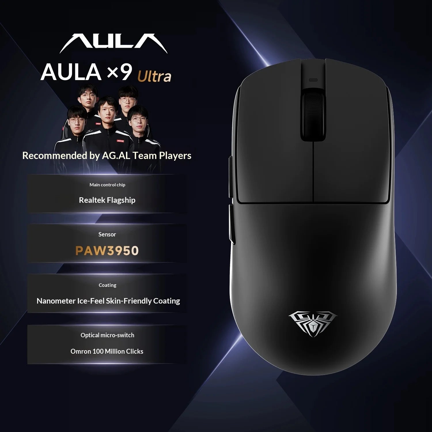 AULA X9 Max Wireless Gaming Mouse - Ergonomic & Ultra-Responsive