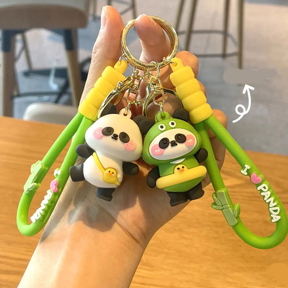 Cute 3D Rubber Kung Fu Panda Keychain for Bags and Cars