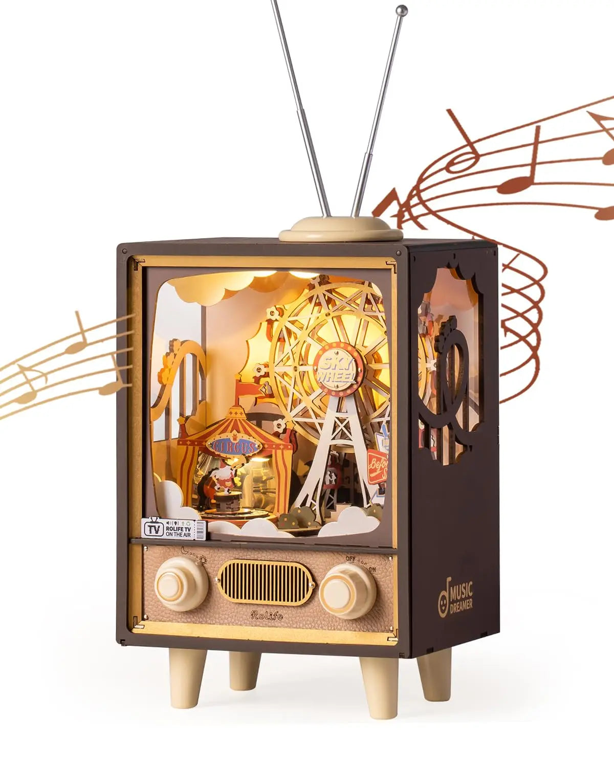 Robotime Sunset Carnival Music Box - LED Ferris Wheel Decor
